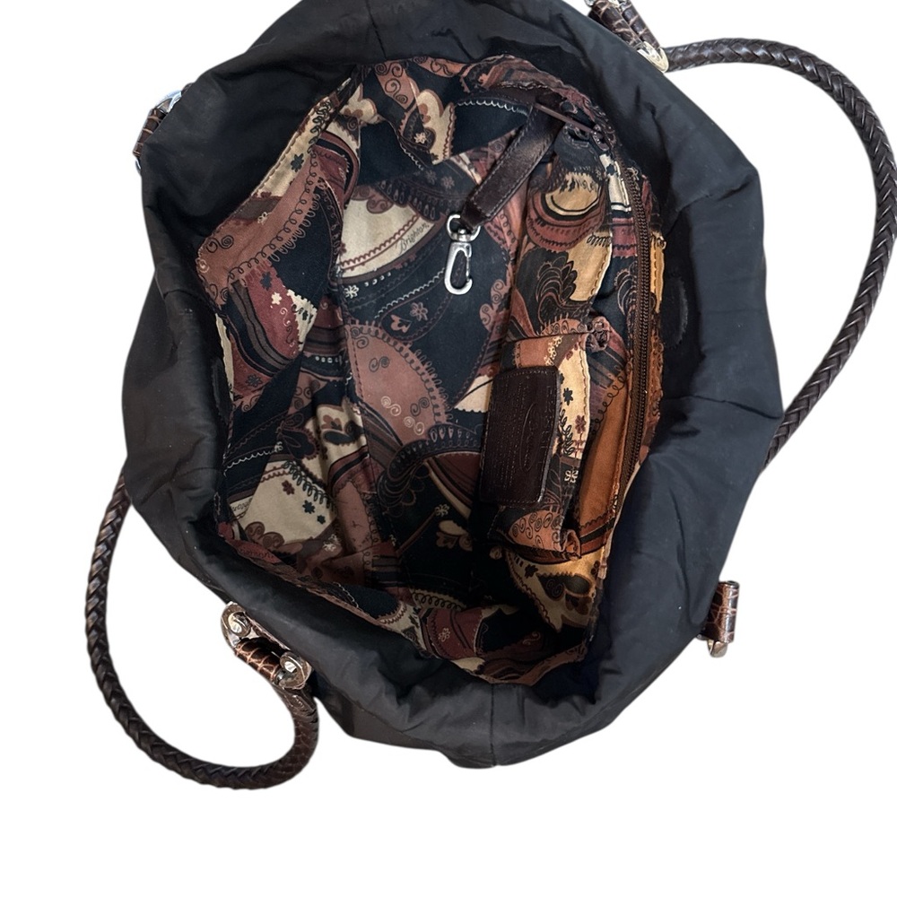 Brighton -Trendy Black and Brown Nylon/Leather Shoulder Bag - Picture 6 of 8